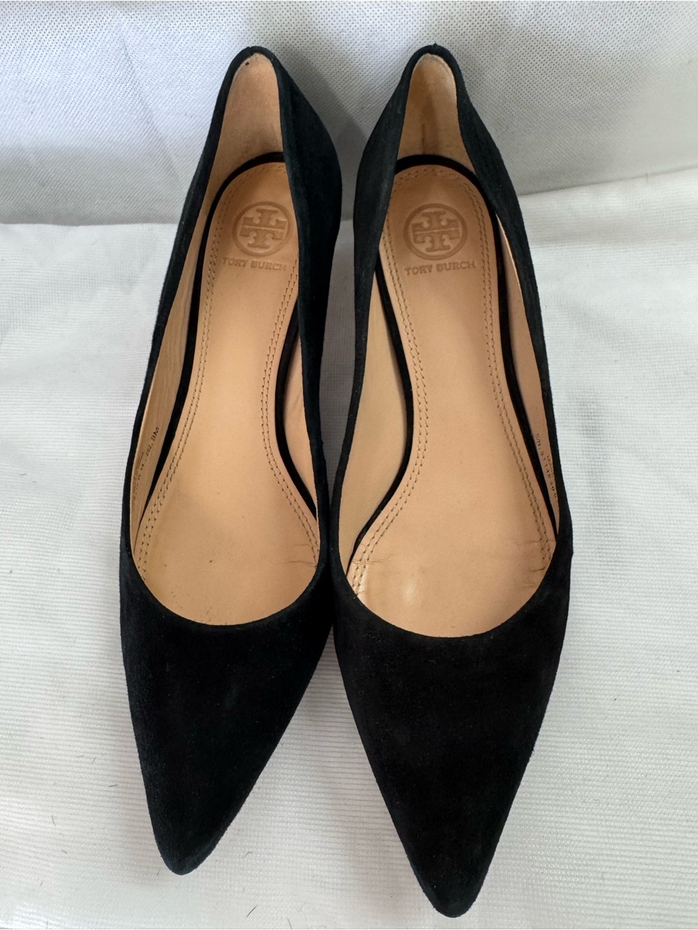 Tory Burch Classic Black Suede Pointed-Toe Pumps